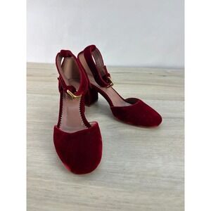 Vero Cuoio La Femme Publique Red Suede Women's block heel pumps shoes size 36